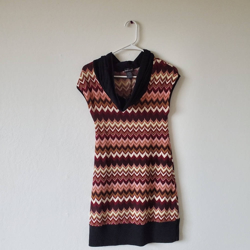 Herringbone pattern sweater dress
